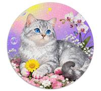 Puzzle Chat Dégradé Argenté 1000 Pièces pour Adultes Et Enfants, Jeu-éduChatif, Puzzles Océan de Fleurs, Home Decor, Cadeau Famille 1000pcs (67.5x67.5cm)