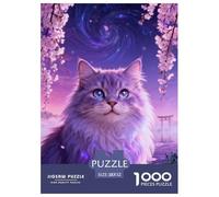 Puzzle Chat des Forêts Norvégiennes 1000 Pièces pour Adultes Et Enfants, Jeu D'Intelligence, Puzzle Fleurs de Cerisier, DéCoration, Idée Cadeau 52x38cm/1000pcs