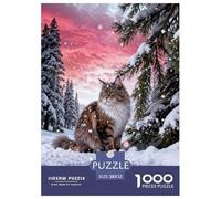 Puzzle Chat des Forêts Norvégiennes 1000 Pièces pour Enfants Et Adultes, Jeu Ludique Et Instructif, Casse-tête Forêt de Pins Enneigés, Home Decor, Cadeau Enfant 52x38cm/1000pcs