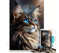 Puzzle Chat des forêts norvégiennes aux Yeux Bleus, 1000 pièces, pour Adolescents, Jeu intellectuel, détente, découpe de qualité, Cadeau saisonnier (50x75cm)