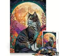 Puzzle Chat des forêts norvégiennes et Jardin Nocturne pour Adultes, 1000 pièces, pour renforcer la mémoire, Passe-Temps à la Maison, Bords Nets, Cadeau élégant (38x52cm)