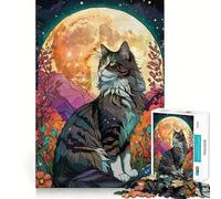 Puzzle Chat des forêts norvégiennes et Jardin Nocturne pour Adultes, 1000 pièces, pour renforcer la mémoire, Passe-Temps à la Maison, Bords Nets, Cadeau élégant (38x52cm)