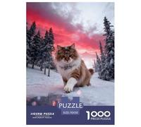 Puzzle Chat des Forêts Sibériennes 1000 Pièces pour Enfants Et Adultes, Jeu Ludique Et Instructif, Casse-tête Forêt de Pins Enneigés, Home Decor, Cadeau Famille 70x50cm/1000pcs