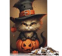 Puzzle Chat d'Halloween pour Adultes et Adolescents, 1000 Pièces, Puzzle en Papier pour Adolescents, Jeu d'Ingénie, 1000 Pièces (38x26cm)