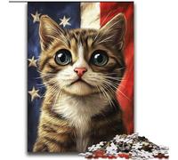 Puzzle Chat Drapeau Américain pour Adolescents 2000 Pièces, Jeux Éducatifs Anti-Stress, Cadeaux d'anniversaire Uniques (70x100cm)