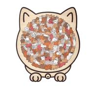 Puzzle chat en bois - 23,8 x 21,7 cm - 135 pièces - Mignon Teaser des cerveaux en forme de chat - Jouet éducatif pour enfants et adultes - Activité interactive amusante, développement mental créatif