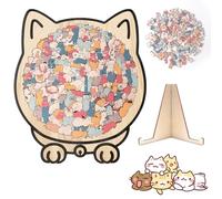 Puzzle Chat en Bois De 135 Pièces,Puzzle en Forme De Chat,Puzzles Animal Irrégulier Amusant,Encadré par des Contours de Chats Enchanteurs,Jouets Interactifs Créatifs pour Amoureux des Chats (B)