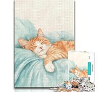 Puzzle Chat Endormi 1000 Pièces pour Adultes, Cadeau pour Passer du Temps à la Maison, Chaque Pièce Est Unique - Jeu Familial Amusant et Défi (38x26cm)