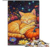 Puzzle Chat endormi sur Une Citrouille pour Adolescents 1000 pièces, Jouet de Divertissement Familial idéal comme Cadeau pour Toute la Famille (50x75cm)