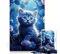 Puzzle Chat et Fleur pour Adolescents 1000 Pièces Réflexion Stratégique Stimulation Douce Ajustement Précis (38x26cm)
