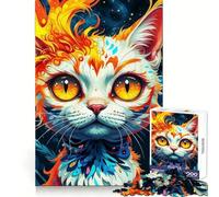 Puzzle Chat Flamme Céleste 1000 Pièces pour Adolescents Stimule la mémoire Apaisant Temps de détente Bords Nets Joli Cadeau (38x26cm)