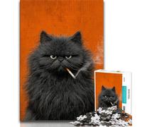 Puzzle Chat Fumeur pour Adolescents, Puzzle 1000 pièces, Jeu Familial Anti-Stress, Défi Difficile, Cadeaux Secret du Père Noël (38x26cm)