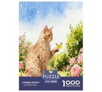 Puzzle Chat German Rex 1000 Pièces pour Adultes Et Enfants, Défi Ludique Et Familial, Puzzle Fleurs de Rose Rose, Décoration Intérieure, Idée Cadeau 38x26cm/1000pcs