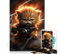 Puzzle Chat Guerrier 1000 Pièces Jeu de Création et de Développement Emboîtement Parfait Pas de pièces détachées Activité de Renforcement des Liens familiaux (38x52cm)