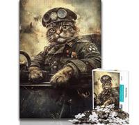 Puzzle Chat Guerrier pour Adolescents 1000 pièces, Jeu Stimulant, idéal comme Cadeau pour Toute la Famille (50x75cm)