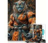 Puzzle Chat Guerrier Puissant 1000 Pièces pour Adultes Jeu de Réflexion Moment de Paix Œuvre d'art Découpée et à Collectionner 38x52cm