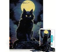 Puzzle Chat Loup-Garou à la Pleine Lune pour Adultes,1000 pièces,Jeu Stimulant la réflexion,Structure à emboîtement précise,Facile à Apprendre,pour Le Plaisir de Toute la Famille (50x75cm)