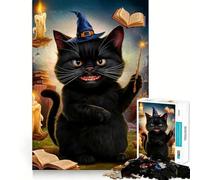 Puzzle Chat Magicien Adultes 1000 Pièces Jeu de Concentration Découpe Laser de qualité supérieure Activité Amusante en Famille Activité Nocturne (38x52cm)