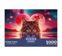 Puzzle Chat Maine Coon 1000 Pièces pour Adultes Et Enfants, Jeu De Famille, Casse-tête Planète Rouge, Décoration Intérieure, Cadeau Adulte 38x26cm/1000pcs