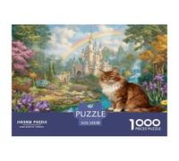 Puzzle Chat Maine Coon 1000 Pièces pour Adultes Et Enfants, Jeu De Société Convivial, Casse-tête Château Jardin, Décoration Intérieure, Cadeau Enfant 52x38cm/1000pcs