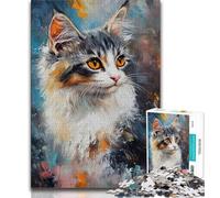 Puzzle Chat Maine Coon pour Adultes, 1 000 pièces, Aide Le Cerveau à exercer des Jouets addictifs pour cultiver la Patience, Une œuvre d'art 38x26cm