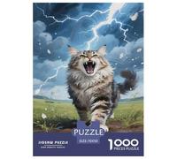 Puzzle Chat Maine Coon Qui Compte 1000 Pièces pour Adultes,Tempête de Savane Un Jeu De Dexérité Très Difficile Puzzle D'intelligence 70x50cm/1000pcs