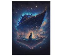 Puzzle Chat maître du Monde 300 Pièces pour Adolescents Puzzles Créatif en Bois Jouet Jeu Familial Difficulté Défi 42×30cm