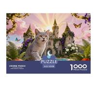Puzzle Chat Manx 1000 Pièces pour Adultes Et Enfants, Plaisir Partagé en Famille, Jeu Éducatif, Puzzles Château, Décoration Intérieure, Cadeau Famille 52x38cm/1000pcs