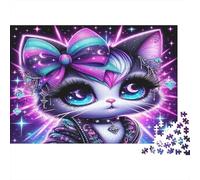 Puzzle Chat Néon 1000pcs 52x38cm Papier Recy dultes Nœud Galaxie Jeu Éducatif Aptitudes Manuelles Cadeau Famille Idée Cadeau