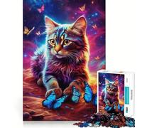 Puzzle Chat Néon pour Adolescents 1000 Pièces Jeu de Logique Fine, Doux et Détendu Bords Nets Cadeau Premium (50x75cm)
