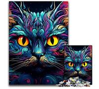 Puzzle Chat Noir 1000 pièces : Casse-tête Stimulant, activité familiale, décoration intérieure, Cadeau de Noël 26x38cm / 10,23x14,96 Pouces