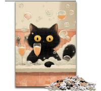 Puzzle Chat Noir Abstrait Artistique 1000 Pièces pour Adolescents, Défi d'Intelligence Cérébrale, Jouets Addictifs pour la Décoration de la Maison (26x38cm)