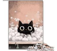Puzzle Chat Noir dans la Salle de Bain pour Adultes, Modèle à Assembler, Cadeau pour Toute la Famille, Adapté aux Adultes et aux Enfants de 14 à 50cm