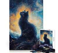 Puzzle Chat Noir dans l'espace 1000 Pièces pour Adolescents Cadeau Sensuel et Détente 38x52cm