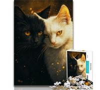 Puzzle Chat Noir et Blanc pour Adolescents, 1 000 pièces, Difficile à réaliser, mais Amusant et Humoristique, Cadeau d'anniversaire, Cadeaux, décoration Murale 50x75cm