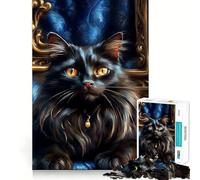 Puzzle Chat Noir Mystérieux pour Adultes 1000 Pièces, Jeu de Détente et d'Éveil, Design Design, Assemblage, Cadeau Joli (50x75cm)