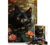Puzzle Chat Noir Nageur pour Adolescents 1000 Pièces Intellectuel et Habileté Détente et Nettoyage Cadeau d'hiver (38x26cm)