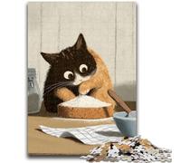 Puzzle Chat Noir pour Adolescents, 1000 pièces, Jeu de Casse-tête, Décoration Murale, Cadeaux d'anniversaire et de Noël Uniques (50x75cm)