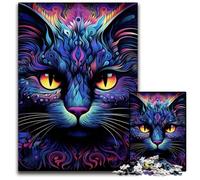 Puzzle Chat Noir pour Adultes, Puzzles en Bois de 1000 Pièces, Un Casse-Tête pour Adolescents, Soirée de Jeux en Famille 50x75cm / 19,68x29,52 Pouces