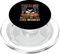 Puzzle Chat Noir Puzzling Makes Me Feel Less Murdery PopSockets PopGrip pour MagSafe