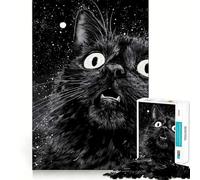 Puzzle Chat Noir Surpris dans l'espace pour Adolescents 1000 Pièces Améliore la Mémoire Amusant et Calme Bords Précis Cadeau Artistique 38x26cm