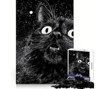 Puzzle Chat Noir Surpris dans l'espace pour Adolescents 1000 Pièces Améliore la Mémoire Amusant et Calme Bords Précis Cadeau Artistique 38x26cm