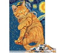 Puzzle Chat Nuit Étoilée 1000 Pièces pour Adultes et Adolescents Cadeau Halloween Cadeau Adolescent Homme Femme 1000pcs (75x50cm)