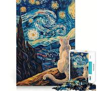 Puzzle Chat Nuit Étoilée pour Adultes, 1000 Pièces, Jeu de Réflexion et d'Expérience, Découpe Précise, Collection d'art 50x75cm