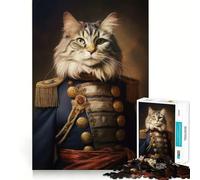 Puzzle Chat Officier Royal 1000 Pièces pour Adultes Renforce la Mémoire, Calme l'esprit, Qualité des Bords, Surprise Chaleureuse (38x52cm)