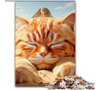 Puzzle Chat Orange Endormi 1000 pièces pour Adolescents, Jouet éducatif et décompressant pour Anniversaire et Noël (26x38cm)