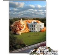 Puzzle Chat Orange Endormi 1000 pièces pour Adultes et Adolescents, Jeu Stimulant et Jeu Familial, Cadeau d'anniversaire, décoration Murale (26x38cm)