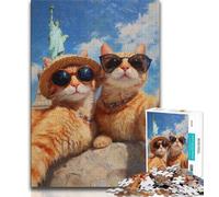 Puzzle Chat Orange prenant Un Selfie 1000 pièces pour Adultes Adolescents, Aide Le Cerveau à exercer des Jouets addictifs pour cultiver la Patience Interaction Parent-Enfant 38x26cm