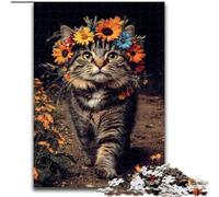 Puzzle Chat Parmi Les Fleurs 1000 pièces pour Adultes, Jeu Stimulant, Chaque pièce est Unique - Jeu Familial Stimulant (50x75cm)