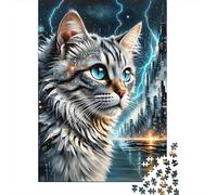 Puzzle Chat Persan 1000 Pièces en Bois pour Adultes Enfants Jeu ÉduChatif Jeu De Défi Casse-tête Chat Perse Ville Cadeau Original Décoration Intérieure 1000pcs (75x50cm)